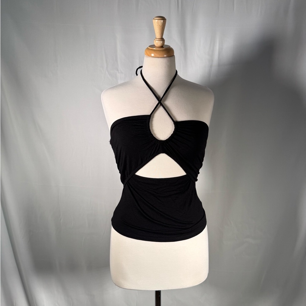 Reformation Black Cutout Crop Top